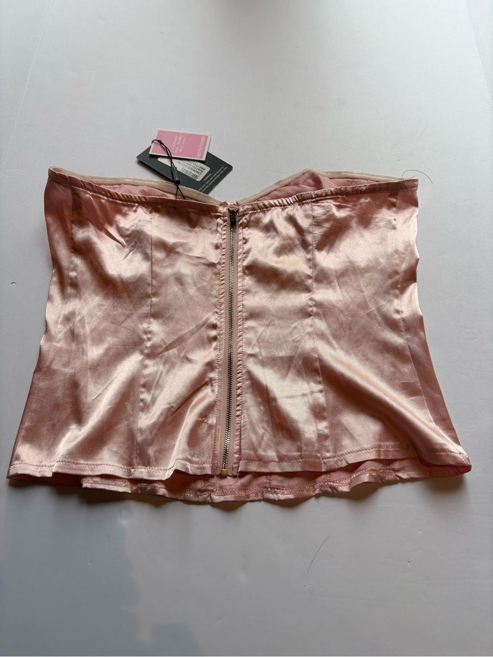 Pretty Little Thing Pastel Pink Satin Corset Bustier size 8 New with tag